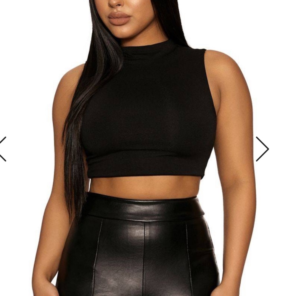 Naked Wardrobe Sleeveless high neck crop top